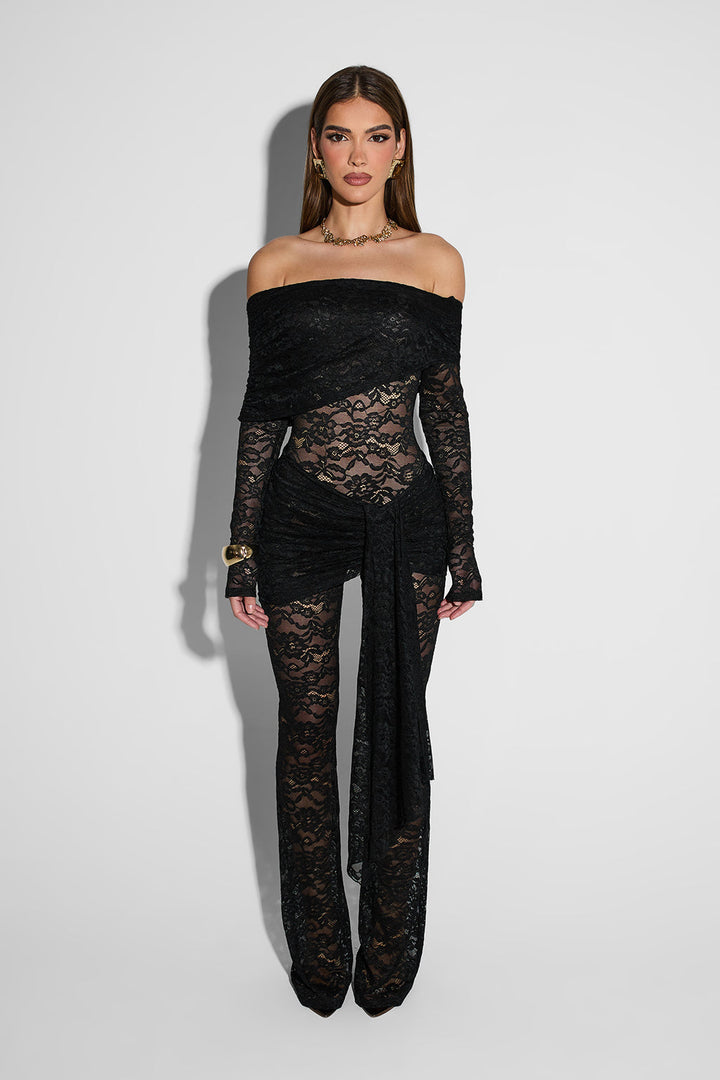 Inge | Dames jumpsuit met off-shoulder kantpatroon