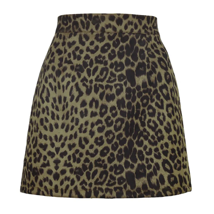 Emy | Damesrok met hoge taille en luipaardpatroon