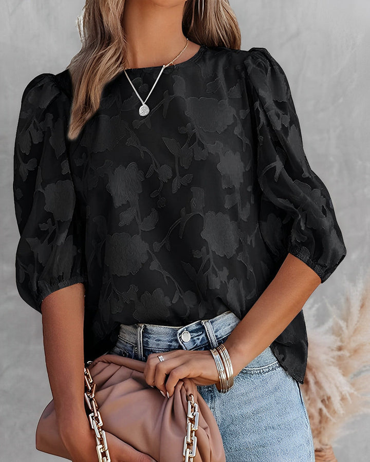 Eva | Dames blouse met bloemenmotief en pofmouwen