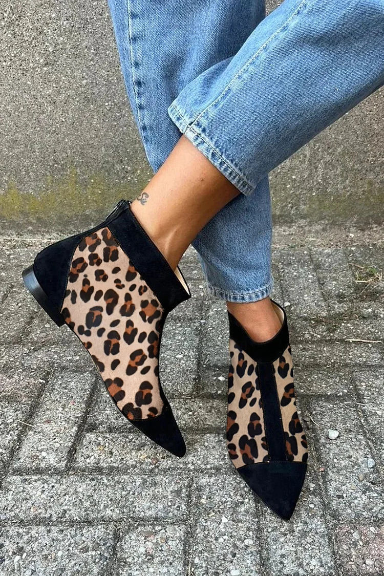 Everly | Stijlvolle Leopard Puntige Enkellaarsjes