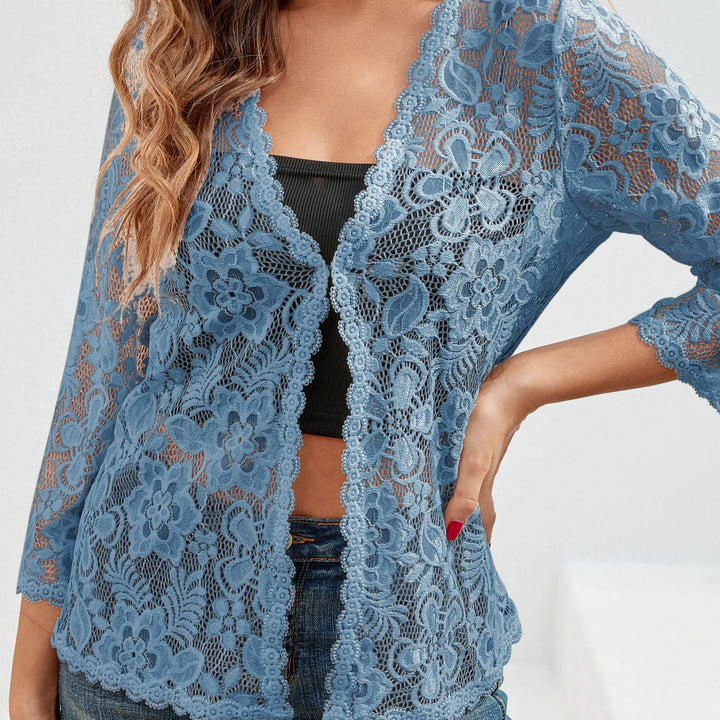 Cassandra | Bloemig Opengewerkt Cardigan