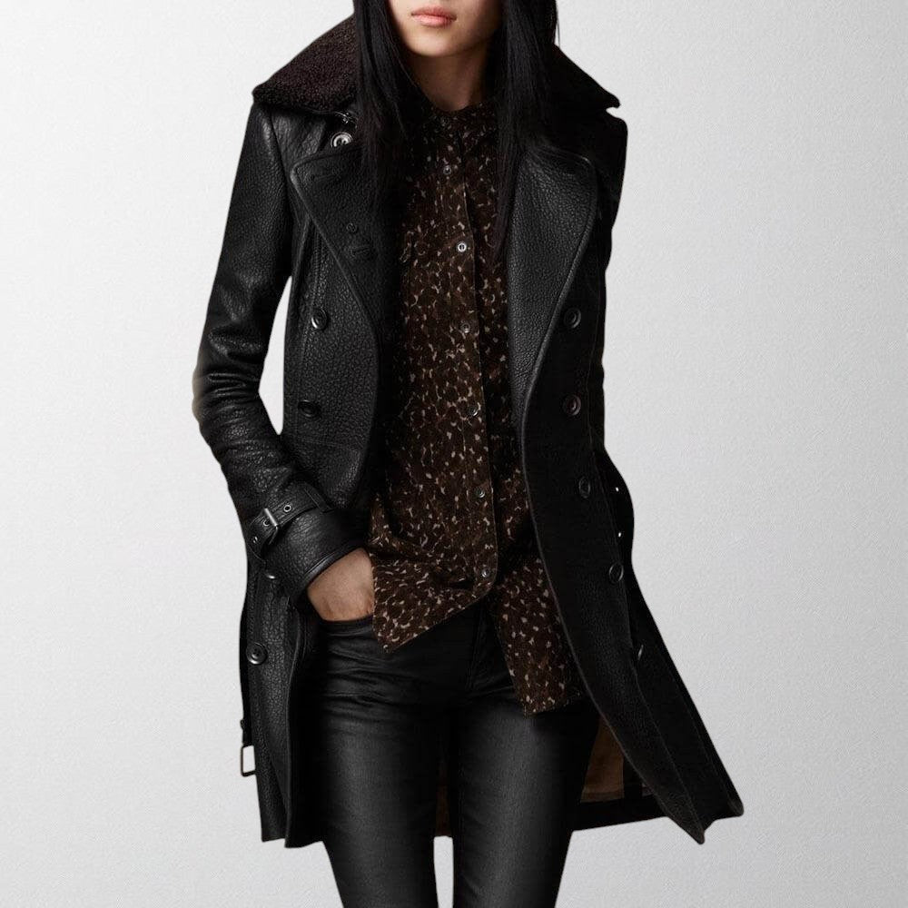 Dames Dubbelzijdige Lange Trenchcoat