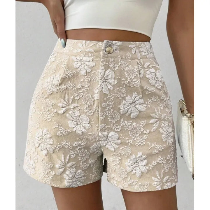 Jade | Damesshort met hoge taille en bloemenpatroon