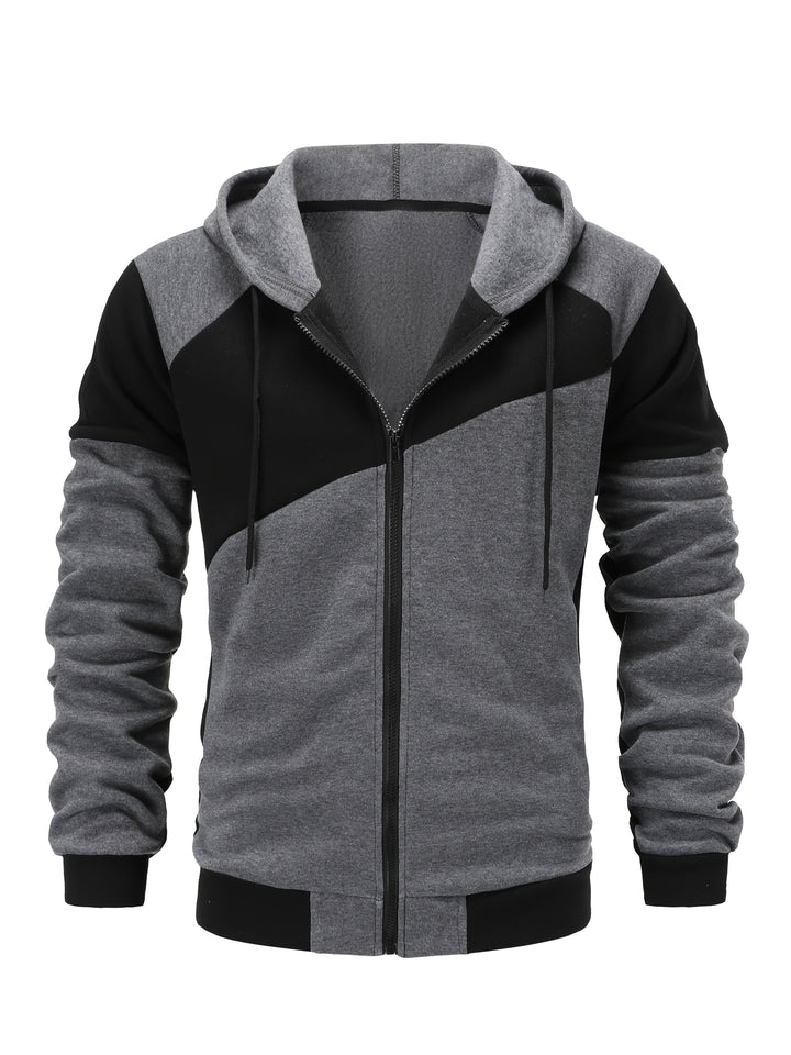 Bryce | Kleurblok Rits-Hoodie Jas