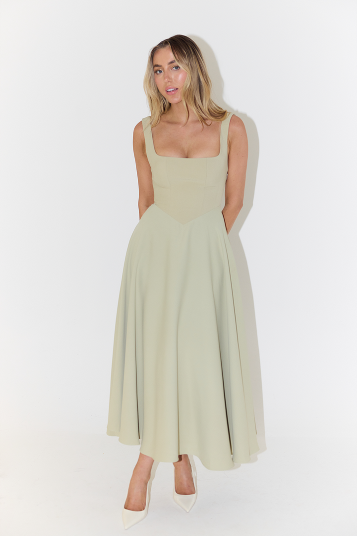 Kamiyah | Dames jurk midi vierkante hals