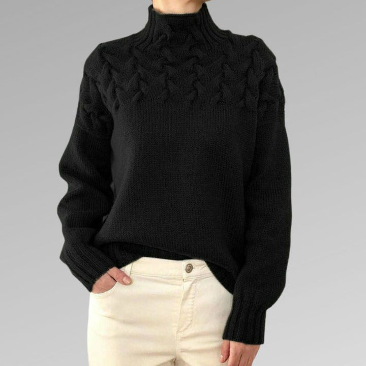 Eva - Damespullover met kabelpatroon-detail