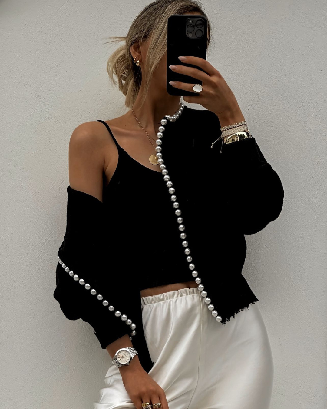 Nellie | Elegant Pearl Cardigan – Dames Vest met Luxe Pareldetails