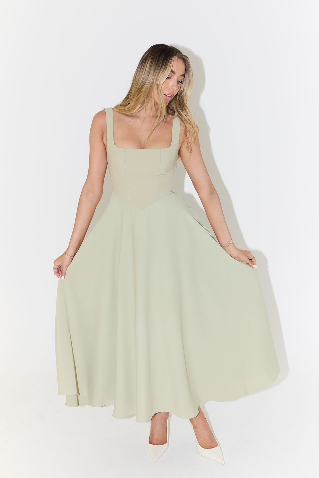 Kamiyah | Dames jurk midi vierkante hals