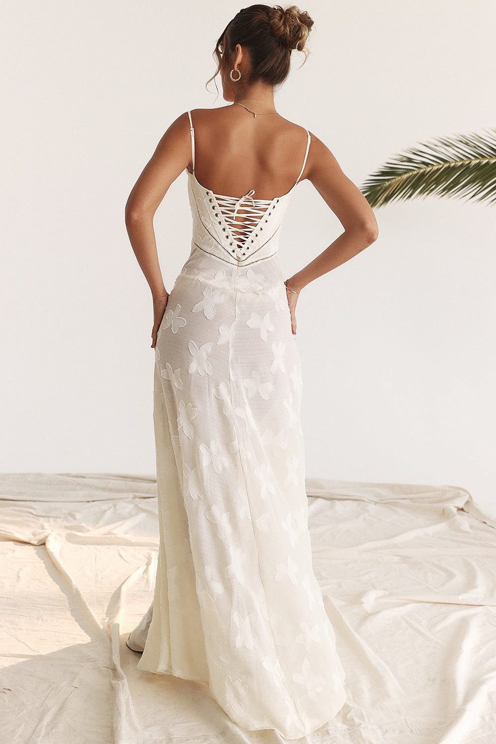 Noor | Dames jurk maxi strapless geborduurd tule A-lijn