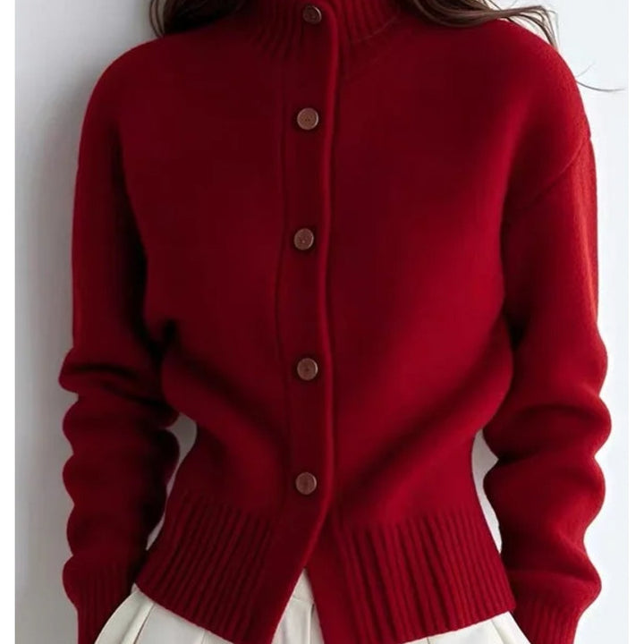 Margot | Hoge Hals Knop Cardigan