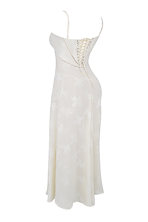 Noor | Dames jurk maxi strapless geborduurd tule A-lijn