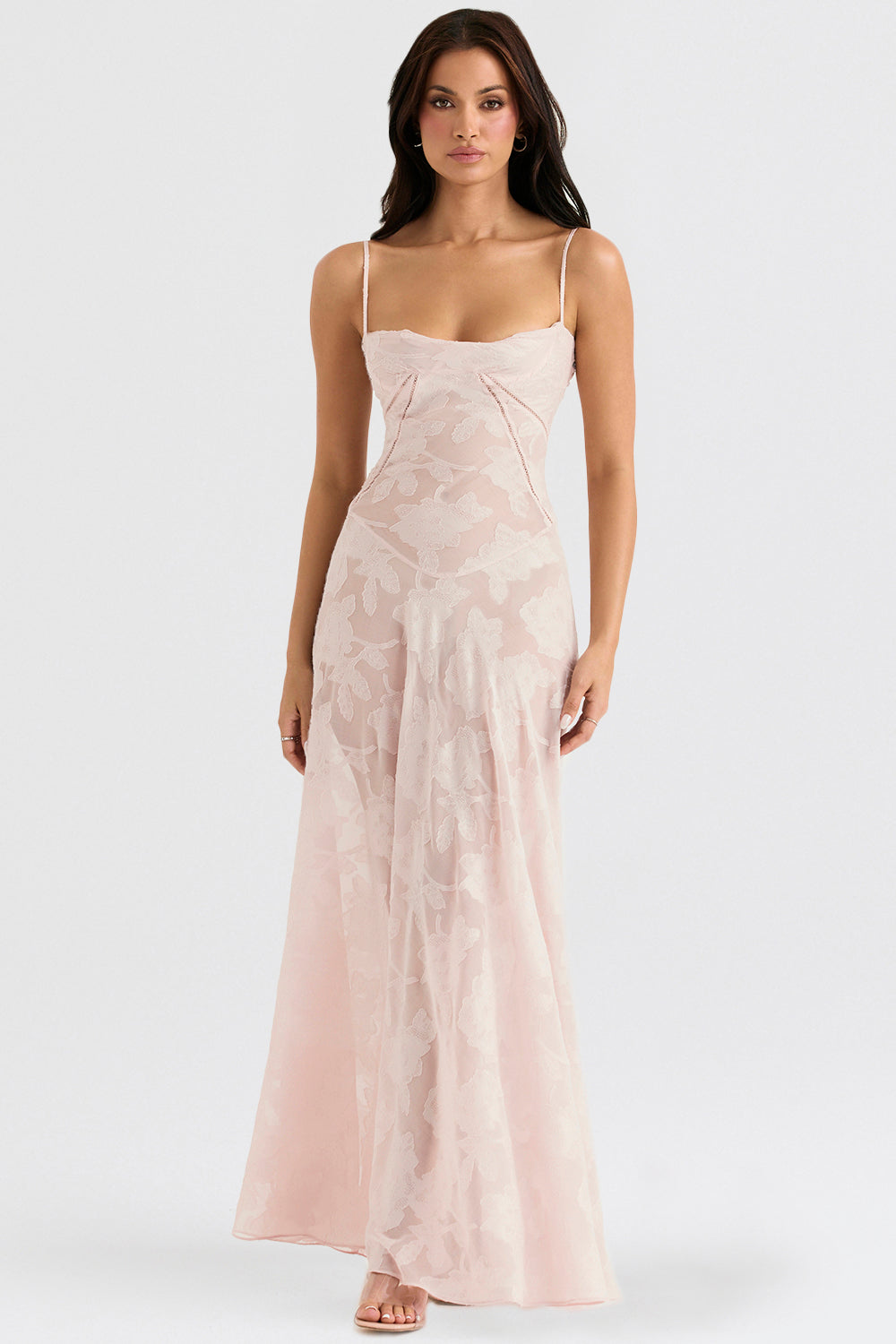 Noor | Dames jurk maxi strapless geborduurd tule A-lijn