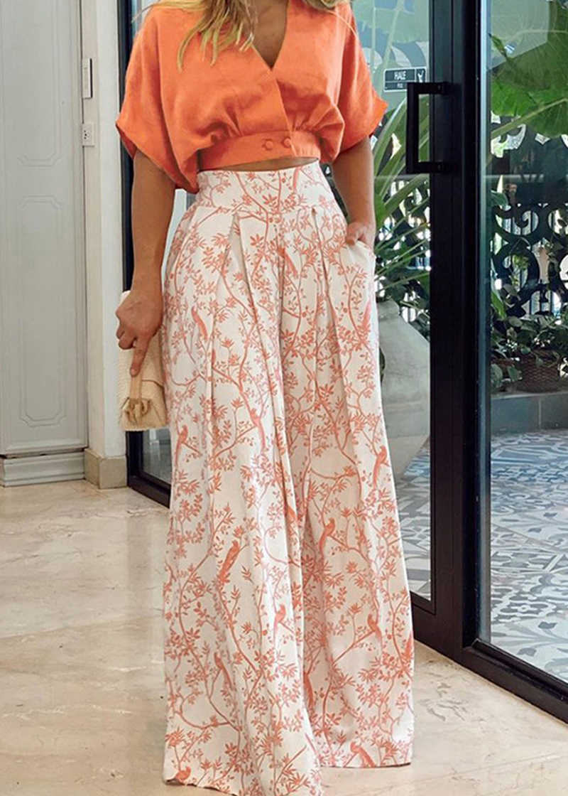 Comfortabele Tweedelige Set - V-hals top en Pantalon