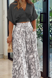 Comfortabele Tweedelige Set - V-hals top en Pantalon