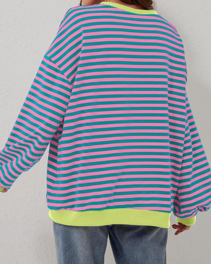 Dames Gestreepte Lange Mouwen Pullover Trui