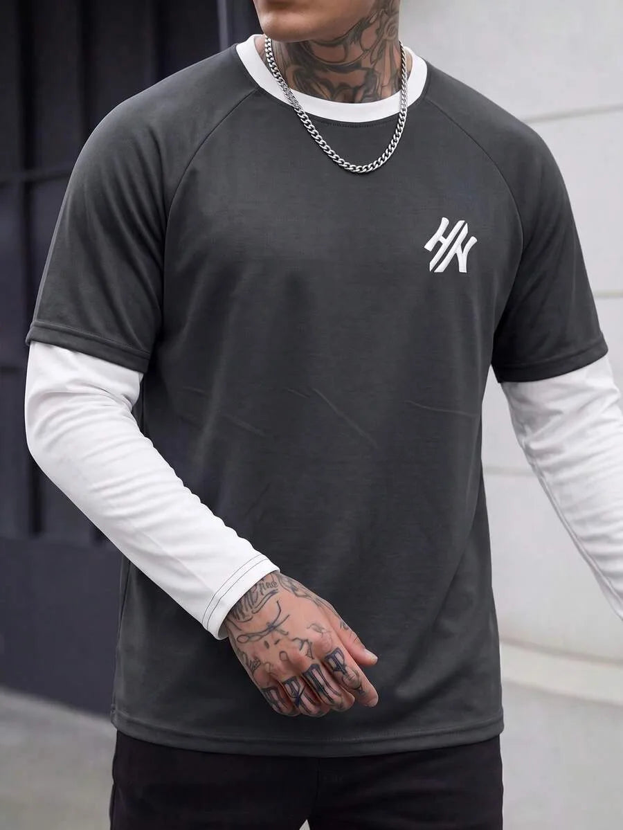 John | Herenshirt met lange mouwen en letterprint