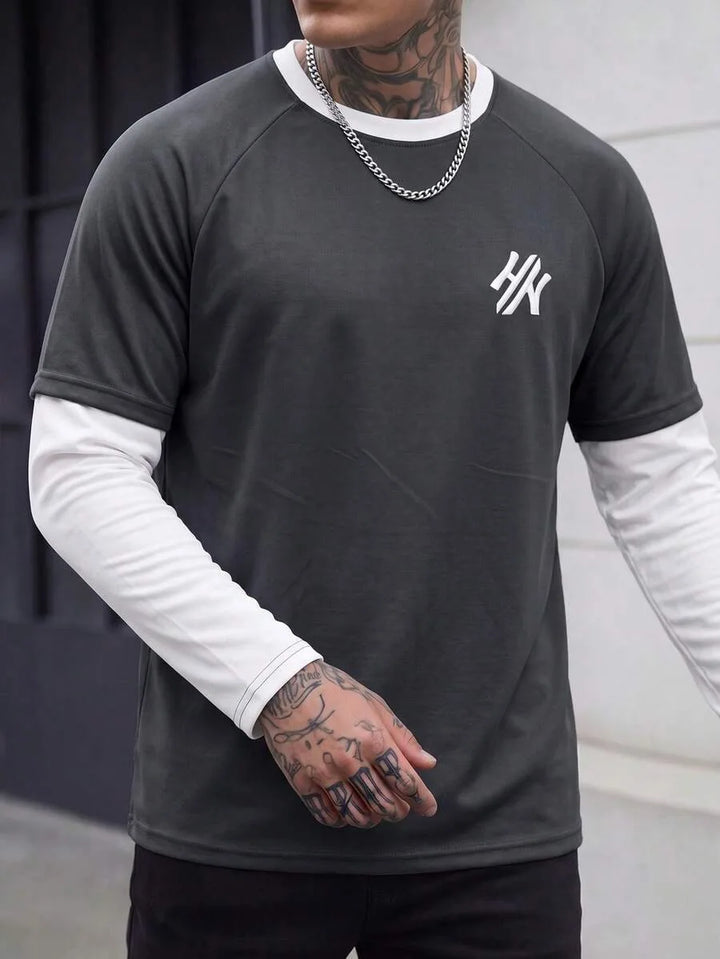 John | Herenshirt met lange mouwen en letterprint
