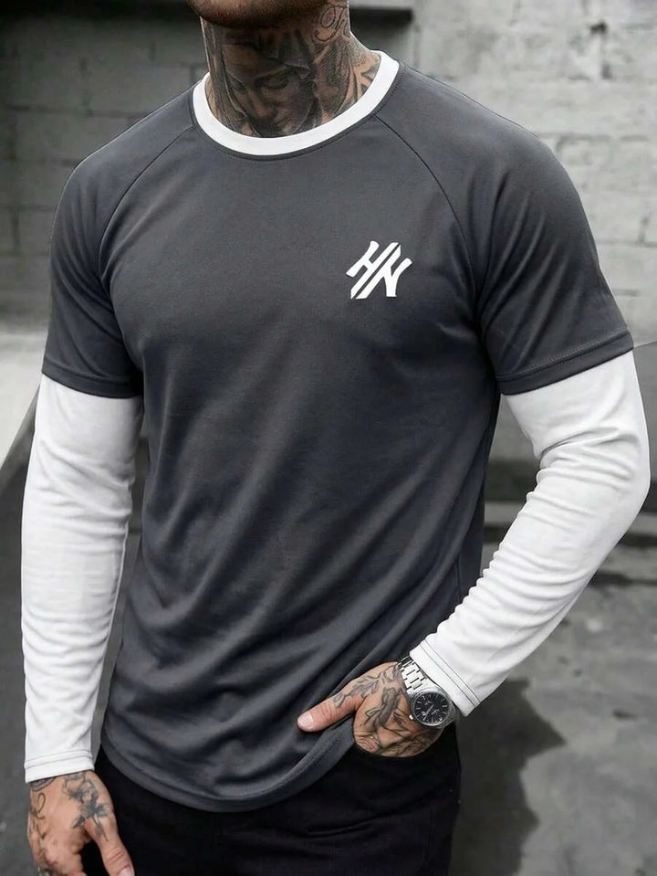 John | Herenshirt met lange mouwen en letterprint