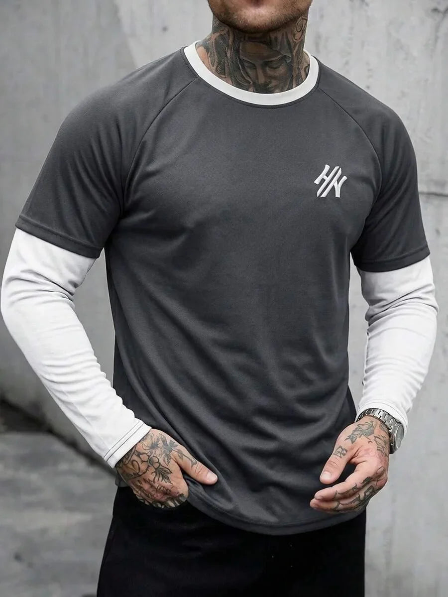 John | Herenshirt met lange mouwen en letterprint