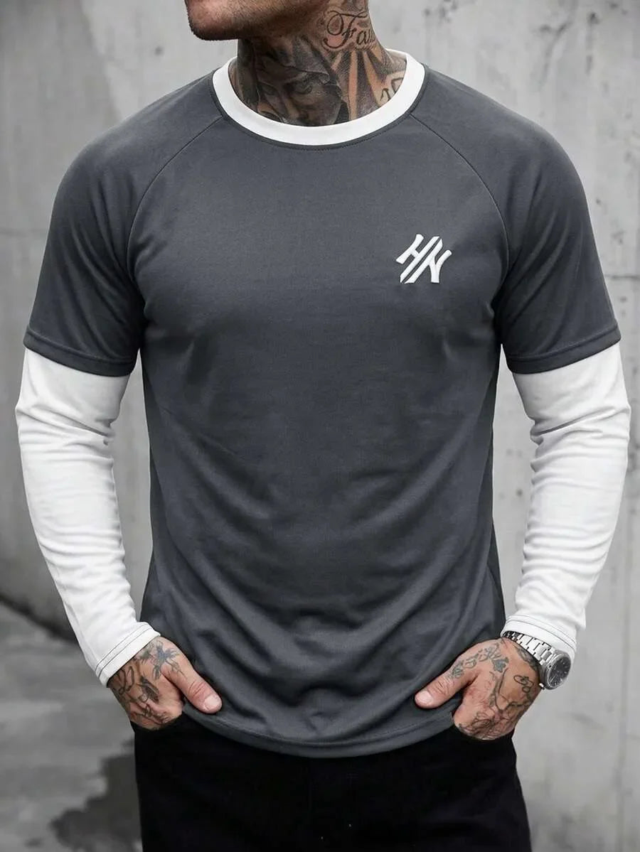 John | Herenshirt met lange mouwen en letterprint