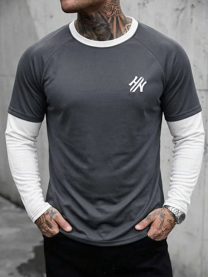 John | Herenshirt met lange mouwen en letterprint