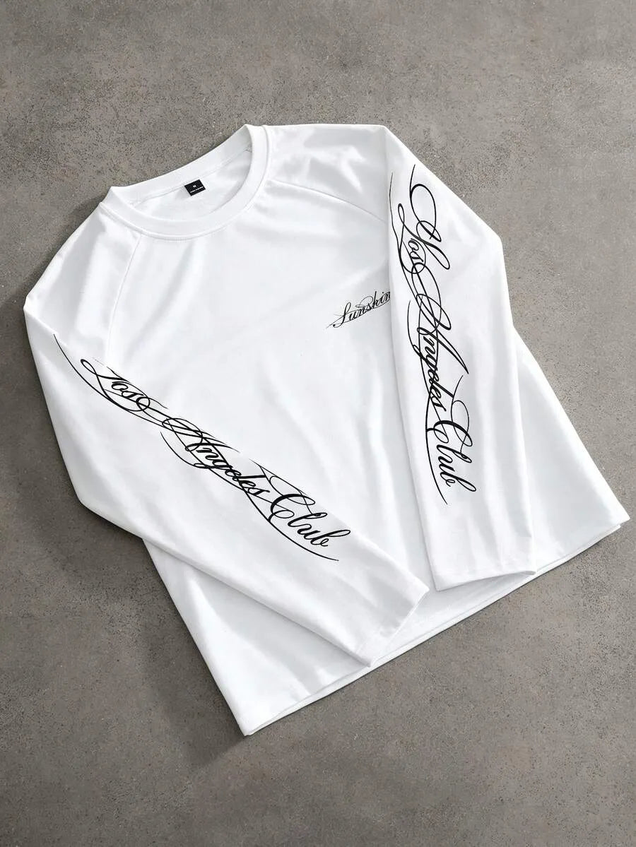 John | Herenshirt met lange mouwen en letterprint
