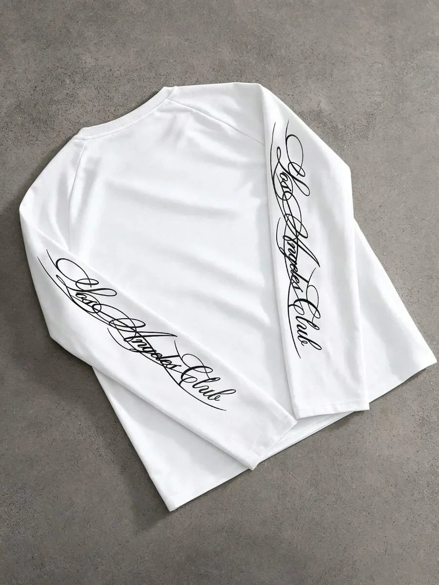 John | Herenshirt met lange mouwen en letterprint