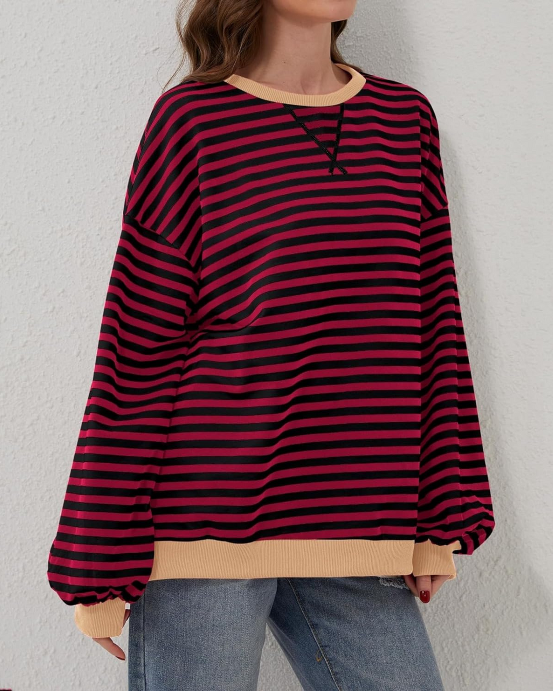 Dames Gestreepte Lange Mouwen Pullover Trui