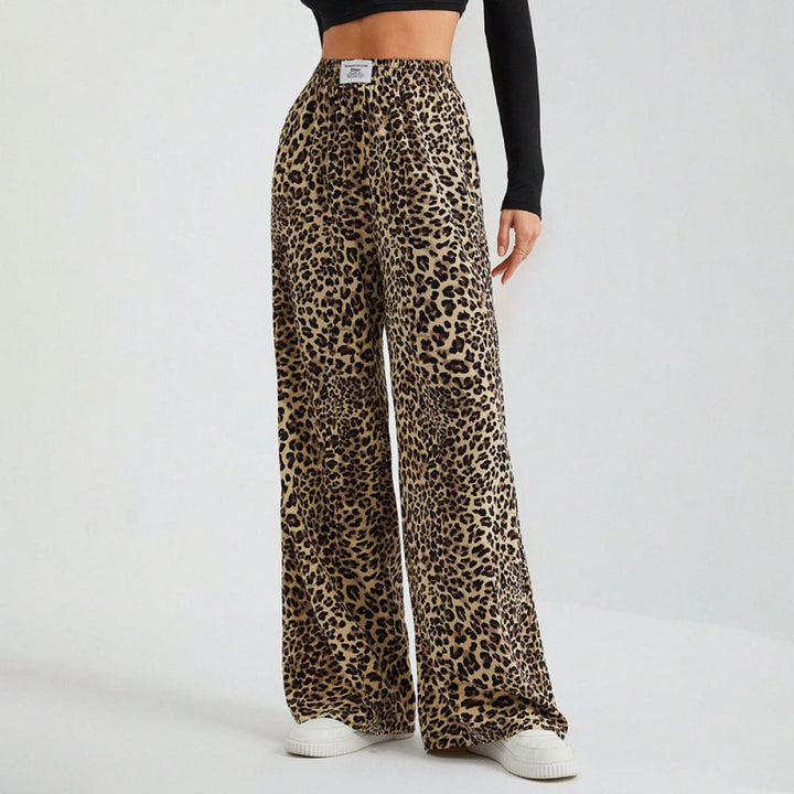 Abby | Dames Wijde Broek met Trekkoord en Luipaardprint
