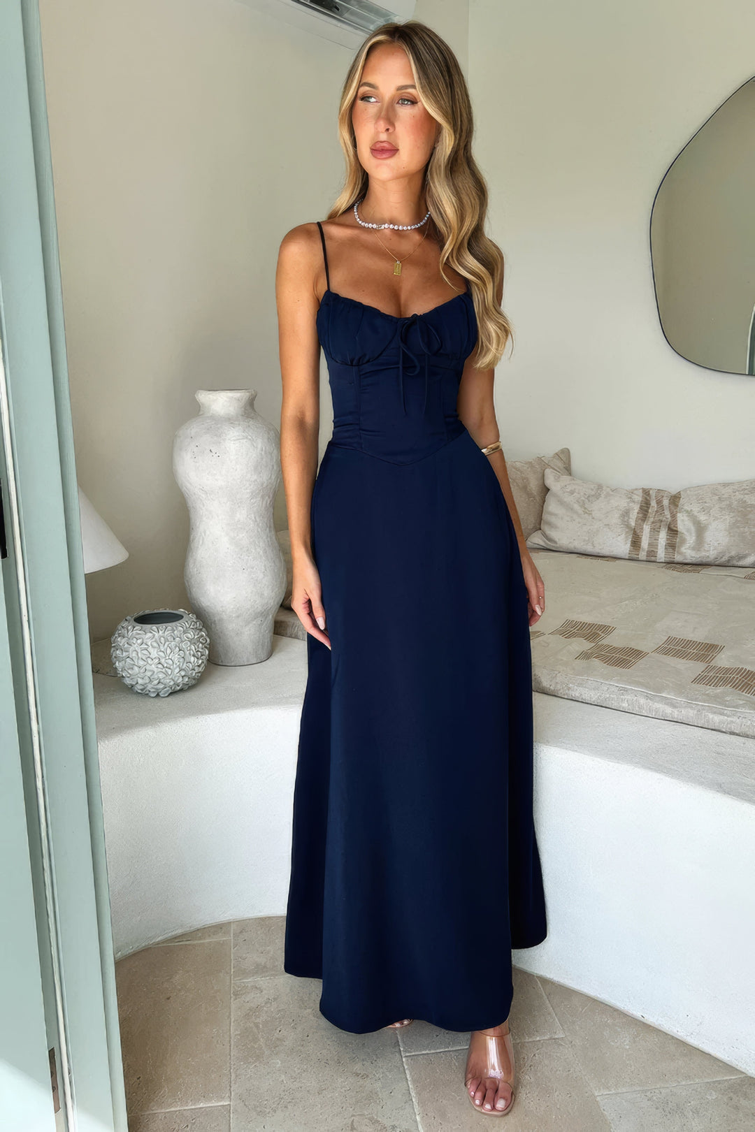 Brinley | Dames jurk maxi met bandjes split
