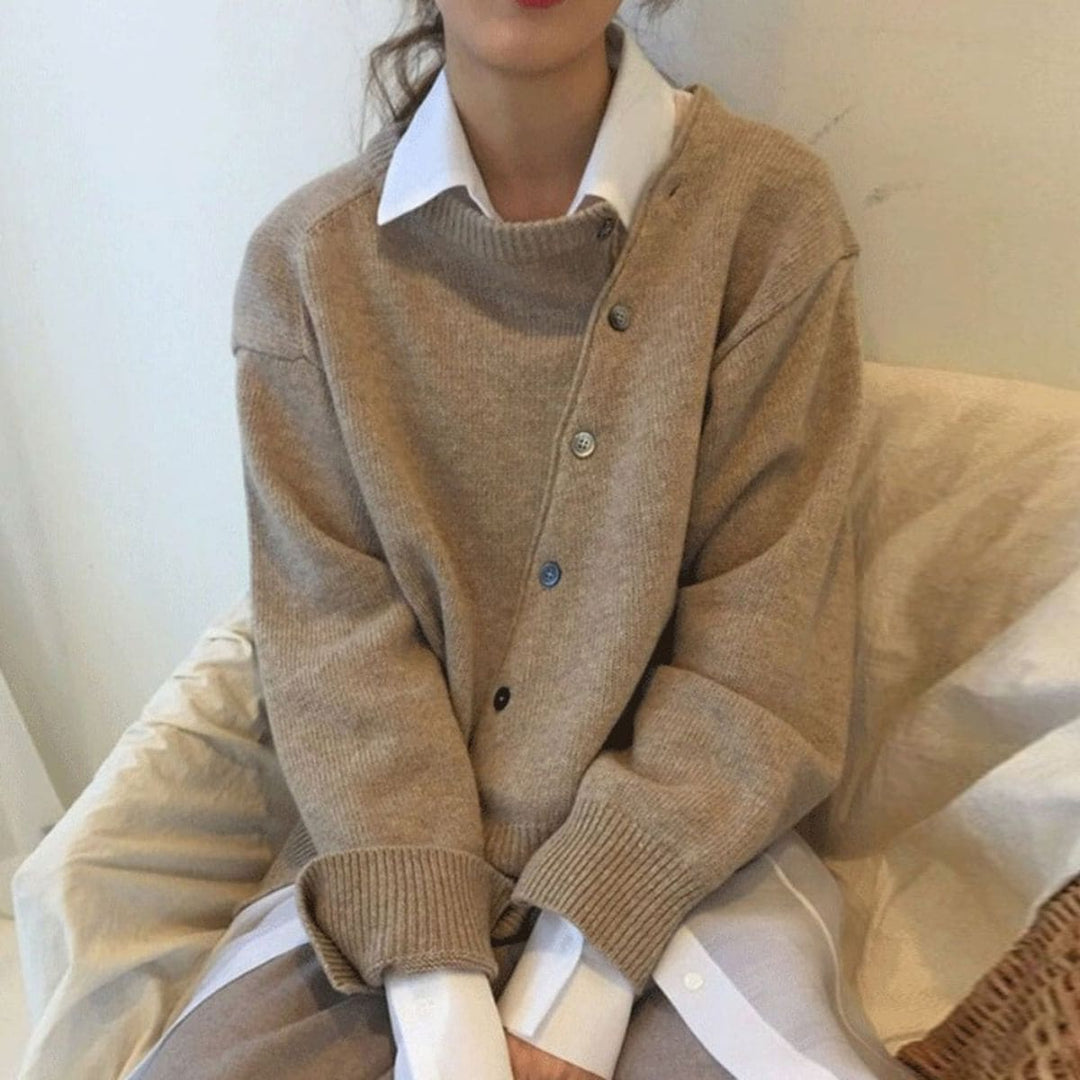 Remington | Dames Cardigan met Knoopsluiting Asymmetrisch