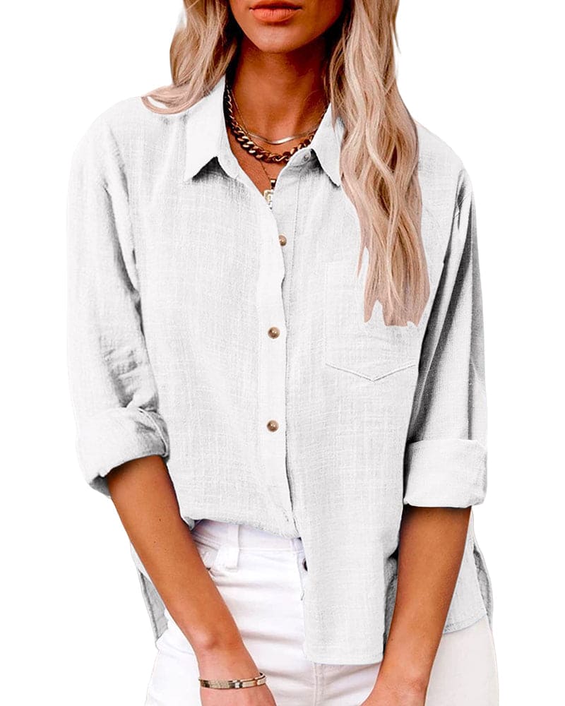 Christiane | Blouse met Lange Mouwen en Zakken