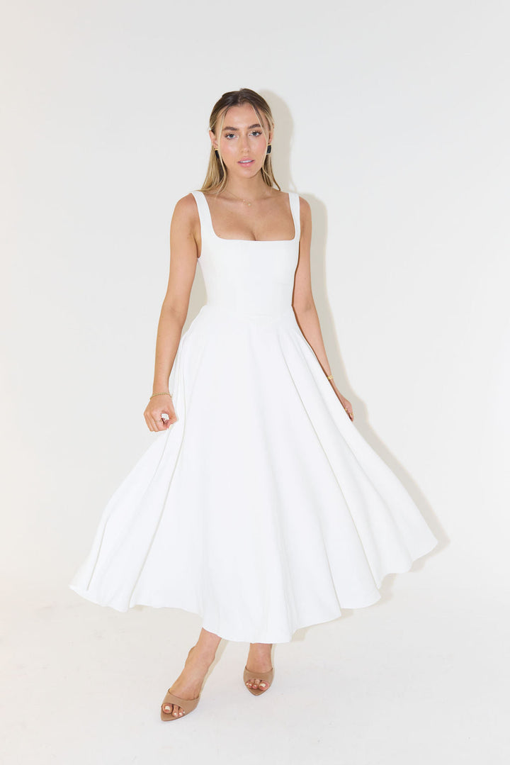 Kamiyah | Dames jurk midi vierkante hals