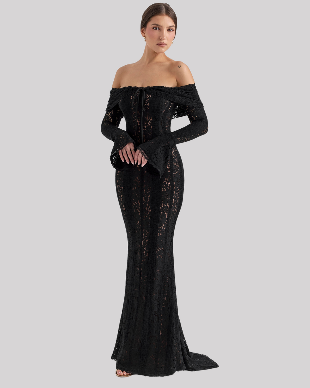 Guinevere | Dames maxi jurk off-shoulder mouwen detail