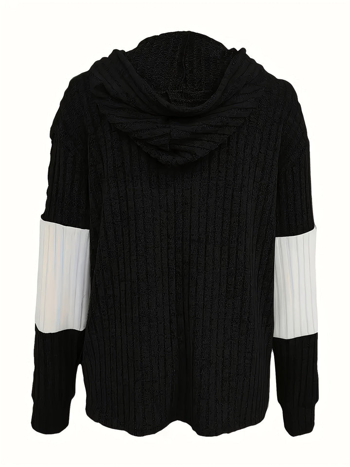 Cecilia | Getextureerde Kleurblok Hooded Jast
