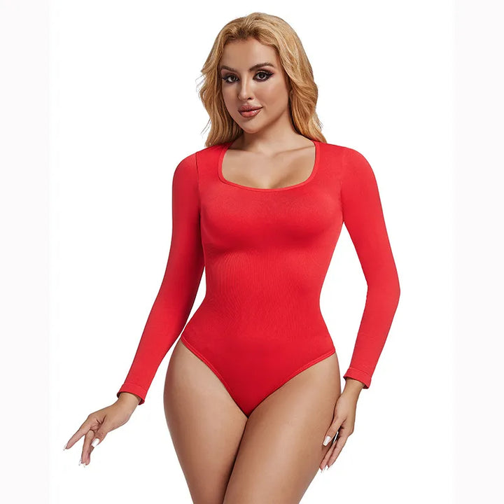 Francesca | Damesbody met vierkante hals en lange mouwen