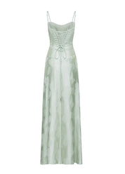 Gilda | Luxe Maxi Jurk met Elegante Bloemen Print - Kleur Pistache Groen