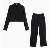 Chique Tweedelige Set - High Waist Pantalon en Cropped Jasje