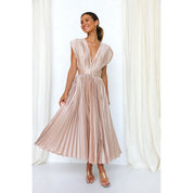 Demia | Elegante Dames Midi-jurk met Plissérok – V-hals