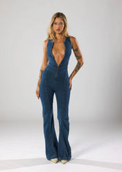 Miu | Denim Jumpsuit met Hartvormige Uitsnede