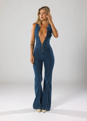 Miu | Denim Jumpsuit met Hartvormige Uitsnede