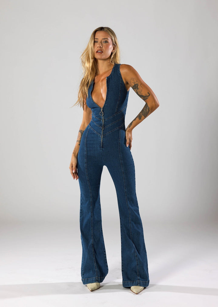Maia | Dames jumpsuit met rits en hartuitsnede