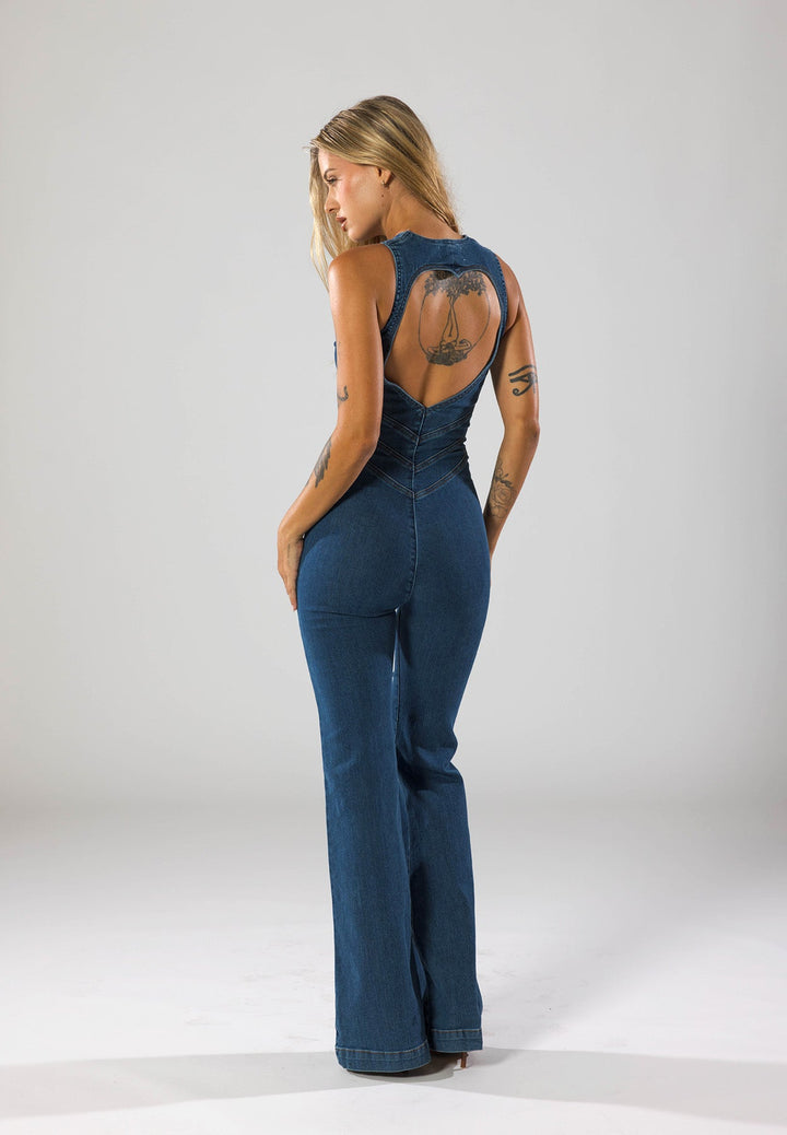 Maia | Dames jumpsuit met rits en hartuitsnede