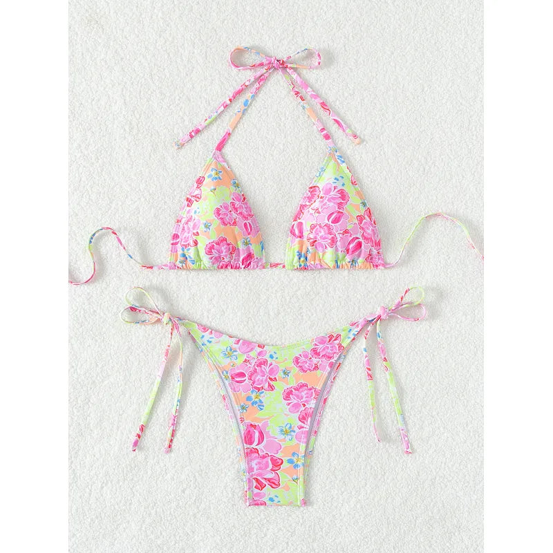 Carmen | Dames bikini met halterband en strikkoorden