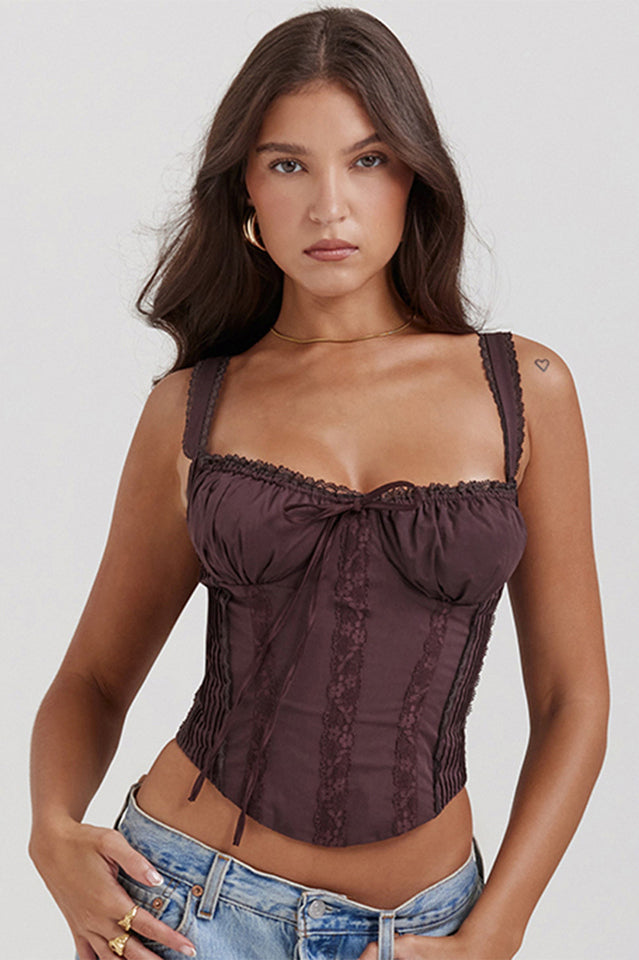 Elora | Dames top corset met bandjes plooidetail