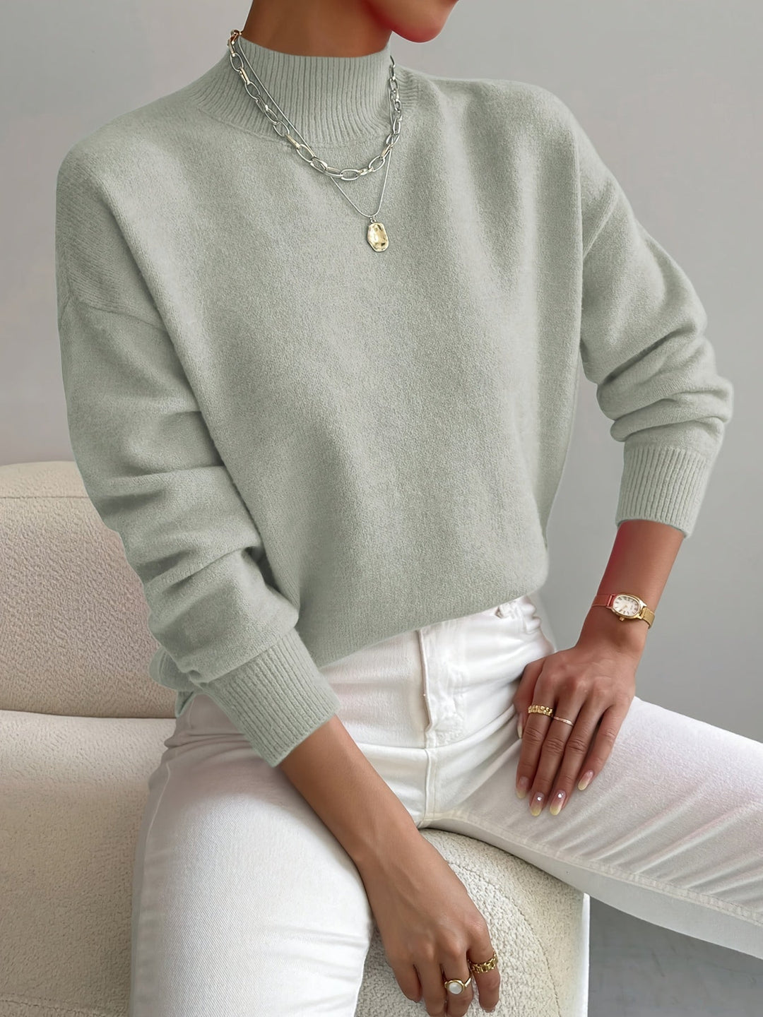 Dames Mock Neck Zachte Breiselsweater
