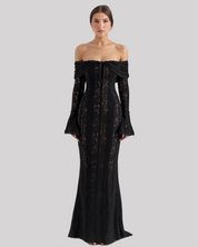 Suus | Luxe Off-Shoulder Maxi Jurk van Kant