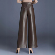 Stacia | Hoge Taille Damesbroek van Imitatieleer – Wide Fit - Chic & Comfort