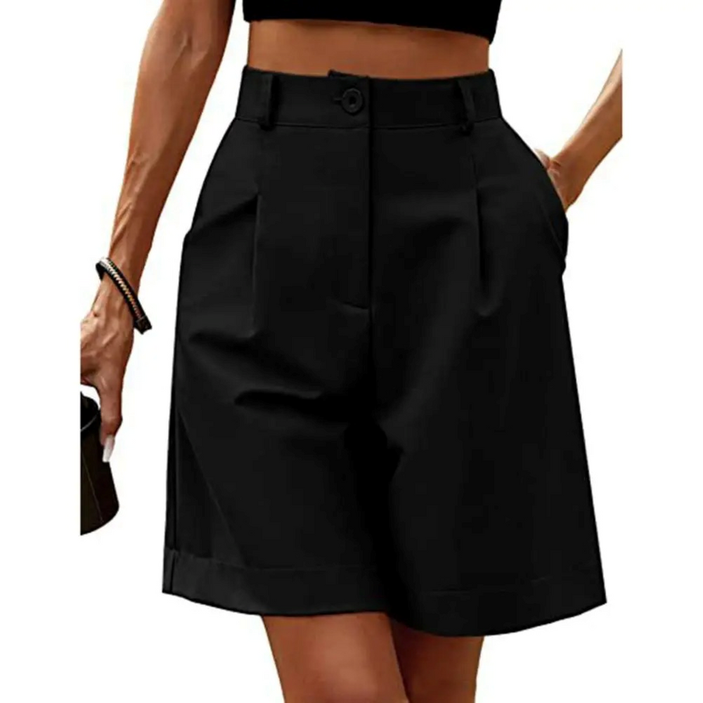 Liv | Dames Shorts met Hoge Taille Plooien Omslag