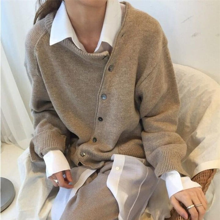 Remington | Dames Cardigan met Knoopsluiting Asymmetrisch